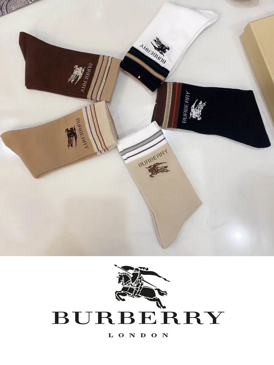 Носки набор носков с рисунком BURBERRY белый хаки черный