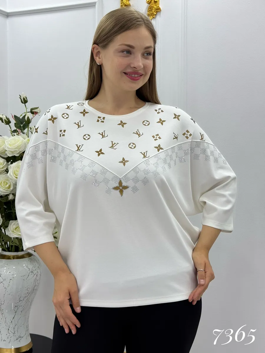 JOSSE CLASS / Кофта больших размеров со стразами вечерняя нарядная