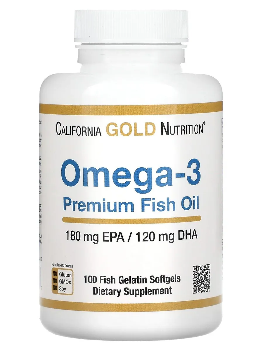 CALIFORNIA GOLD NUTRTION / Omega-3, 180 мг, 100 капсул