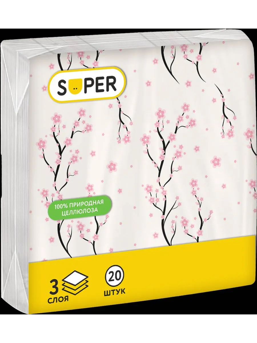 Салфетки бумажные SUPER Вдохновение, 4шт