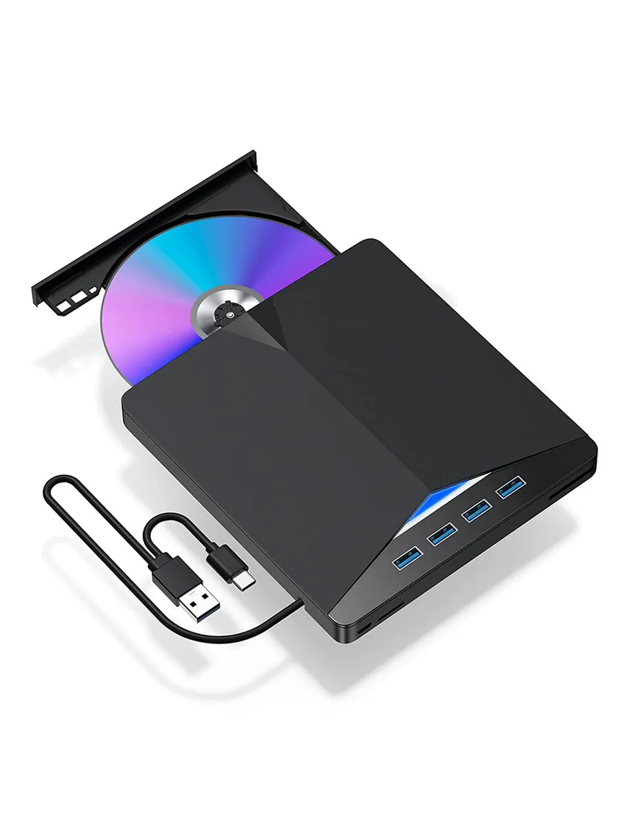 7в1 USB-C внешняя привода CD DVD для Win 11 10 8 7 Linux