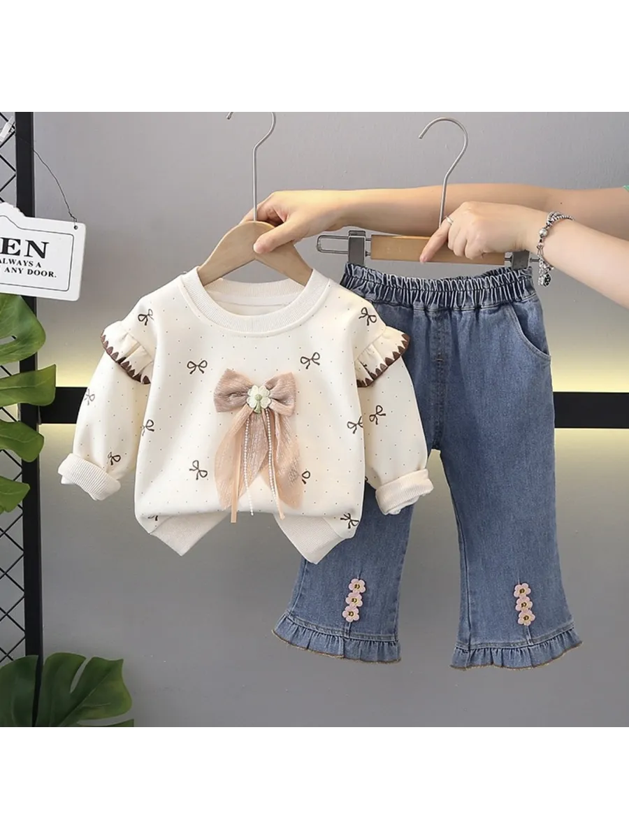 MimiKidd / Костюм для девочки двойка комплект с джинсовыми брюками