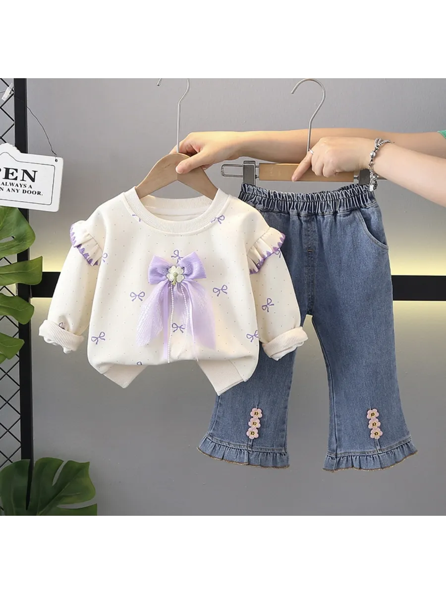 MimiKidd / Костюм для девочки двойка комплект с джинсовыми брюками