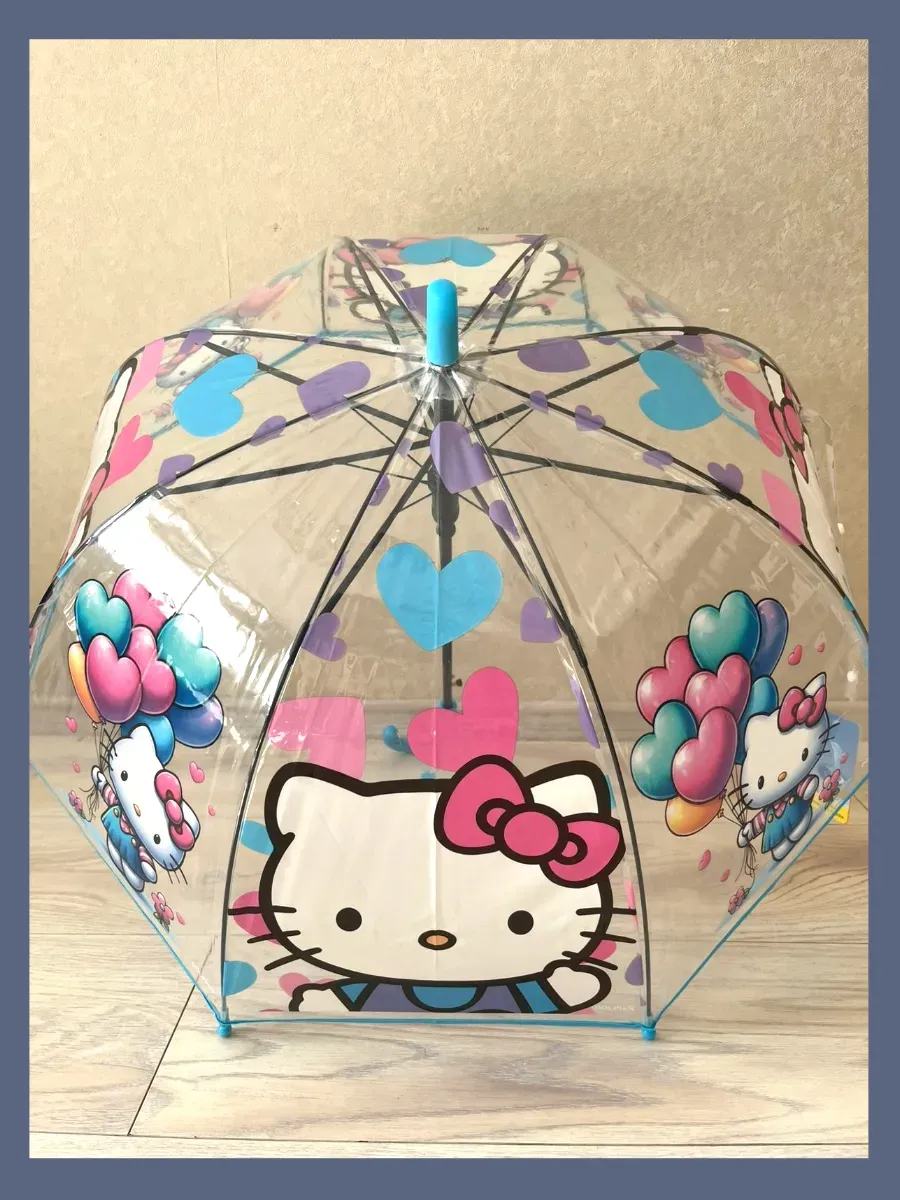 Зонт-трость прозрачный детский Hello Kitty