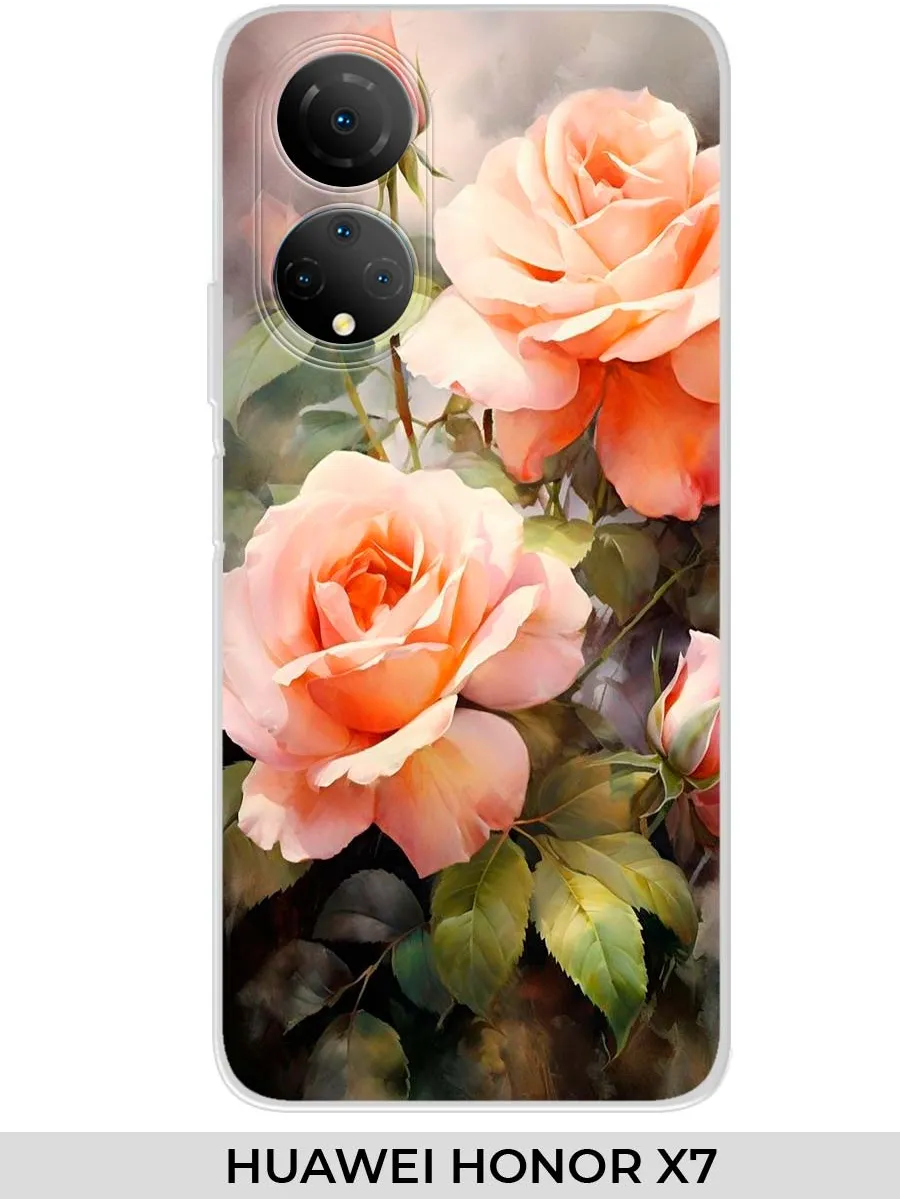 Huawei / Чехол на HONOR X7 (для Хонор икс 7) розами
