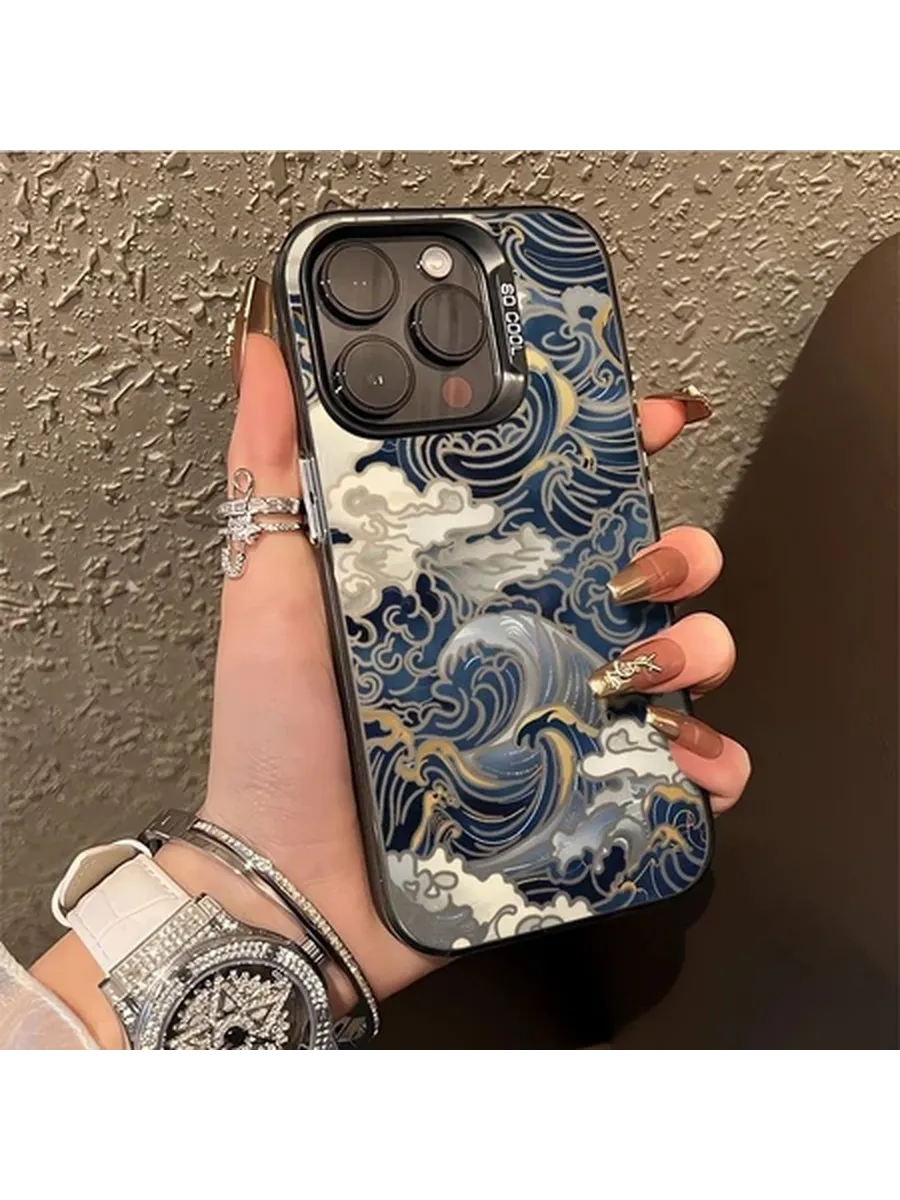 Чехол на iPhone 15 PRO MAX чёрный Волны