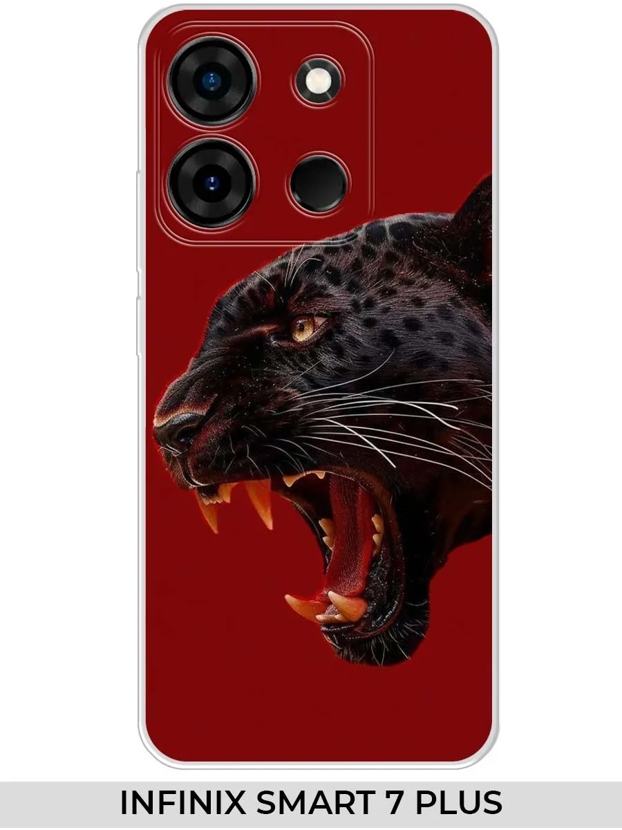 Infinix / Чехол на SMART 7+ (для Инфиникс Смарт 7+) пантерой