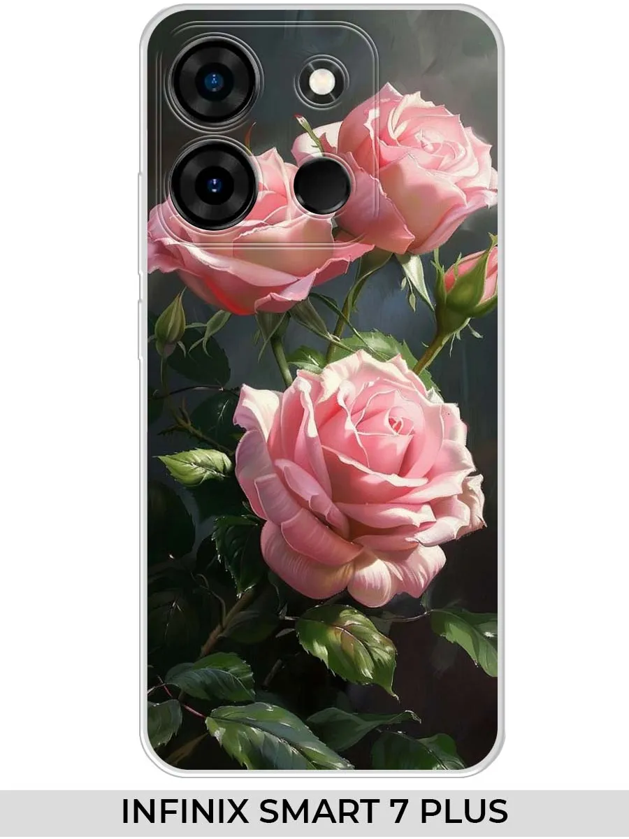 Infinix / Чехол на SMART 7+ (для Инфиникс Смарт 7+) розами