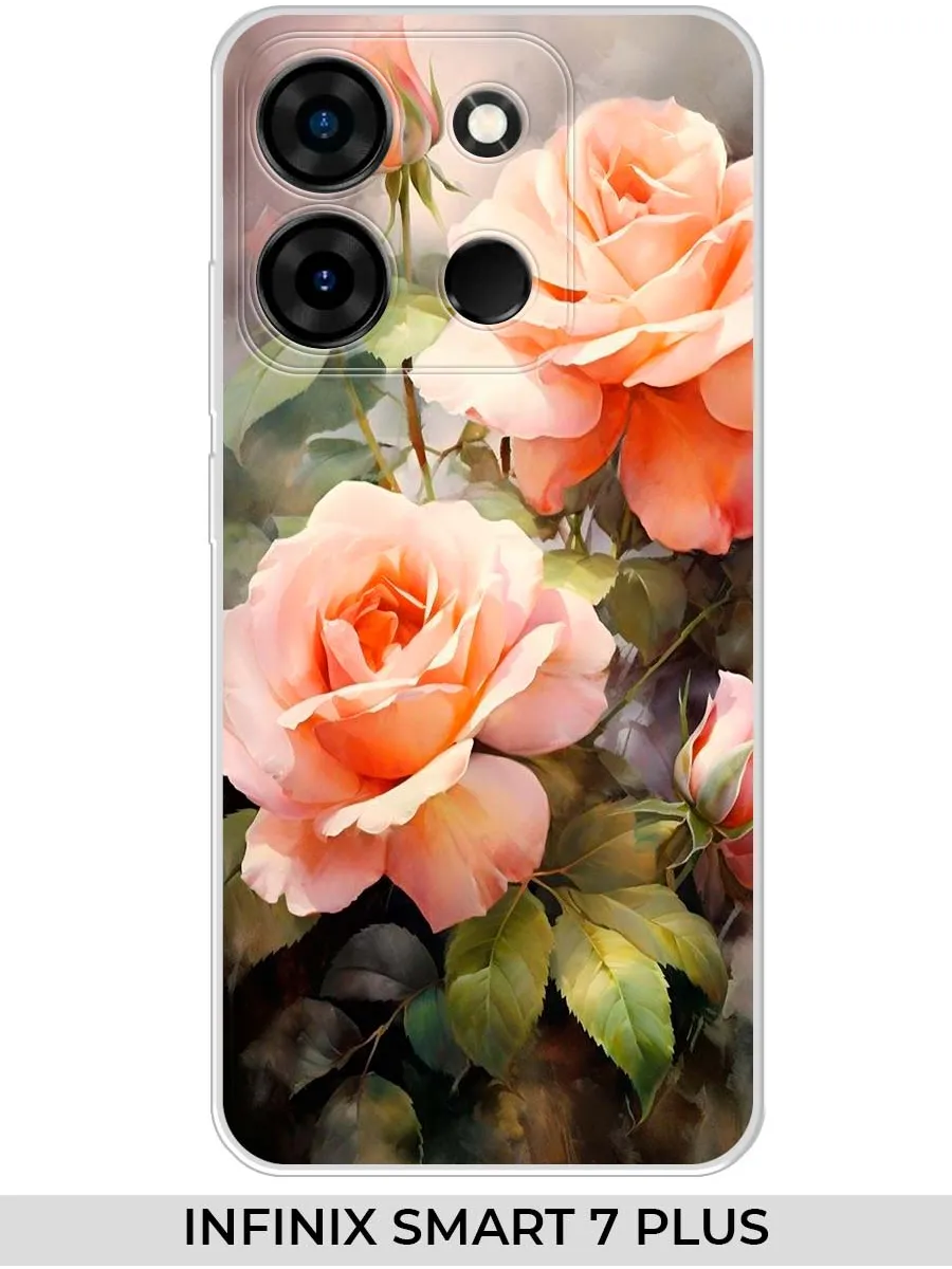 Infinix / Чехол на SMART 7+ (для Инфиникс Смарт 7+) розами