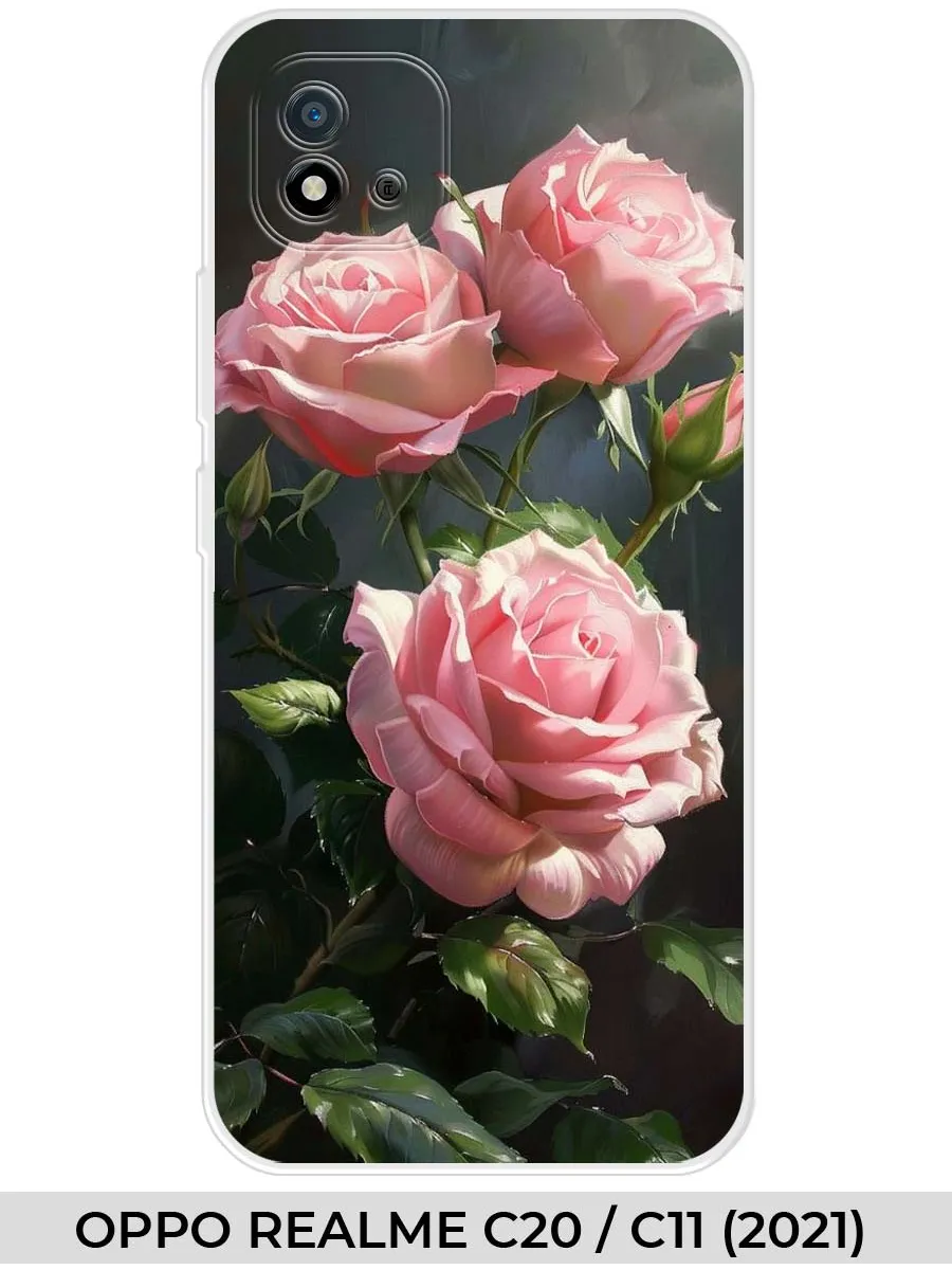 Realme / Чехол на Oppo C20 (для Оппо Реалми Ц20) розами