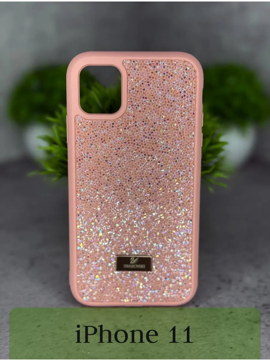 Чехол на iPhone 11 силиконовый со стразами Swarovski