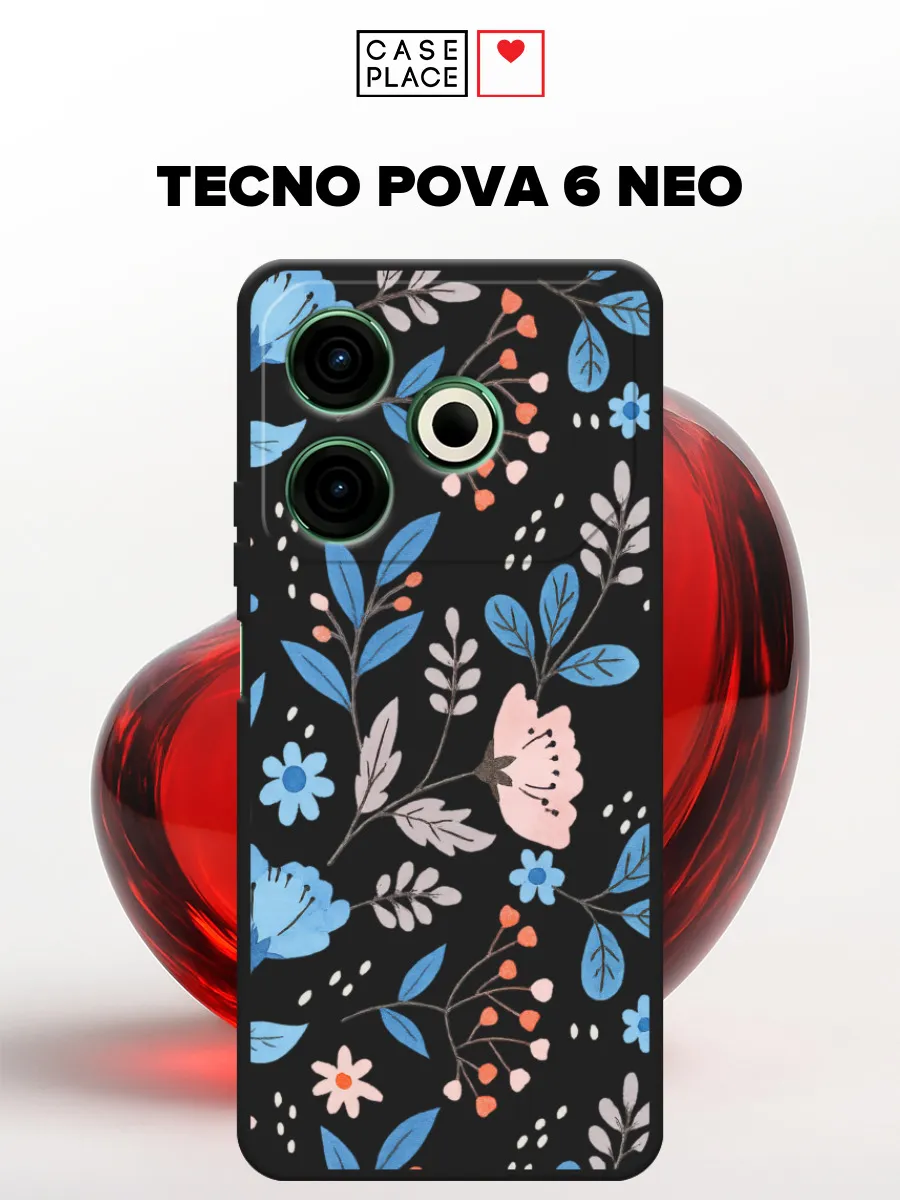TECNO / Матовый чехол на Pova 6 Neo с цветочками