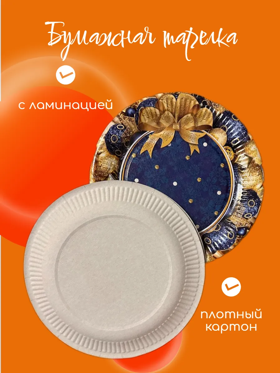 ПапиРус / Бумажные тарелки, одноразовые, с ламинацией, 25 шт