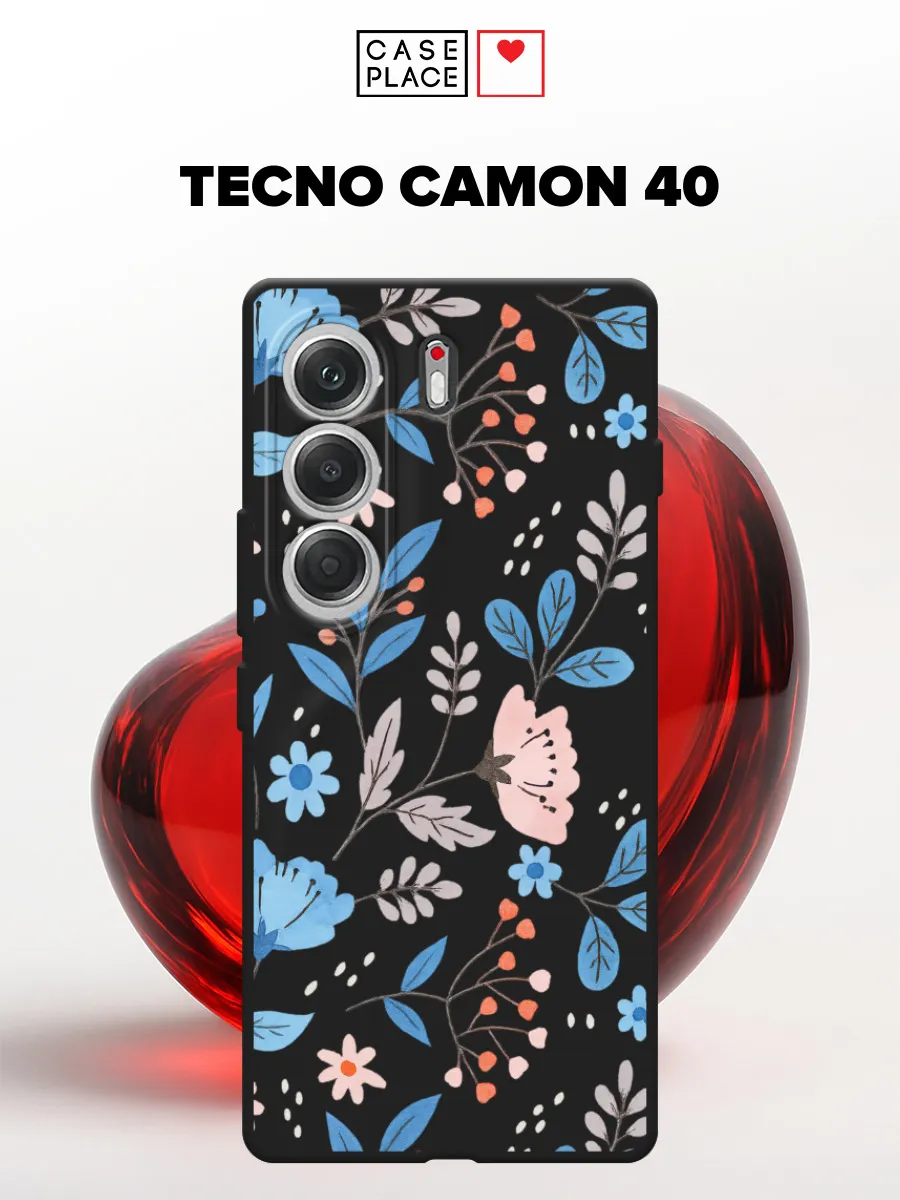 TECNO / Матовый чехол на Camon 40 с цветочками