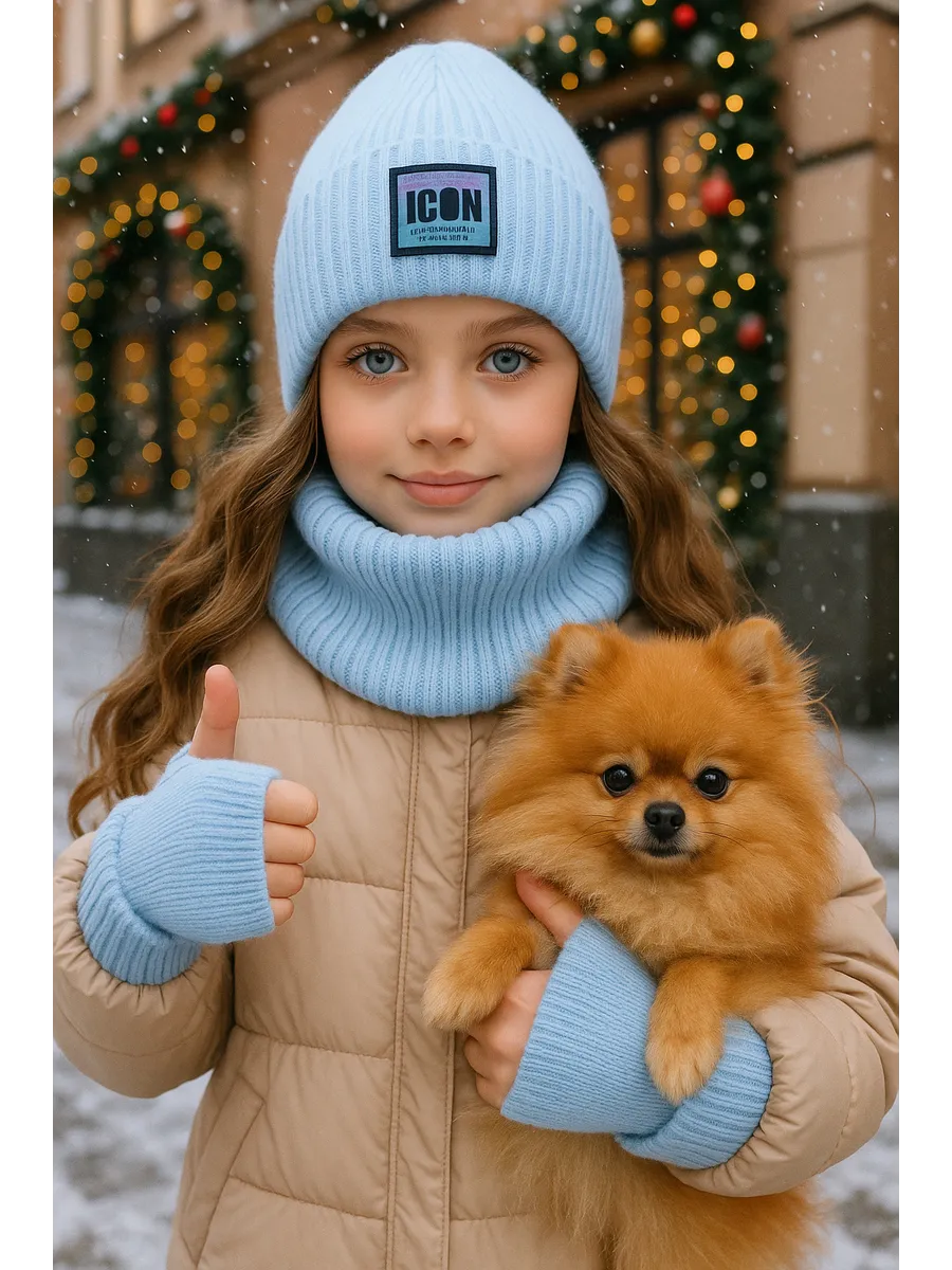 Комплект шапка для девочки и снуд