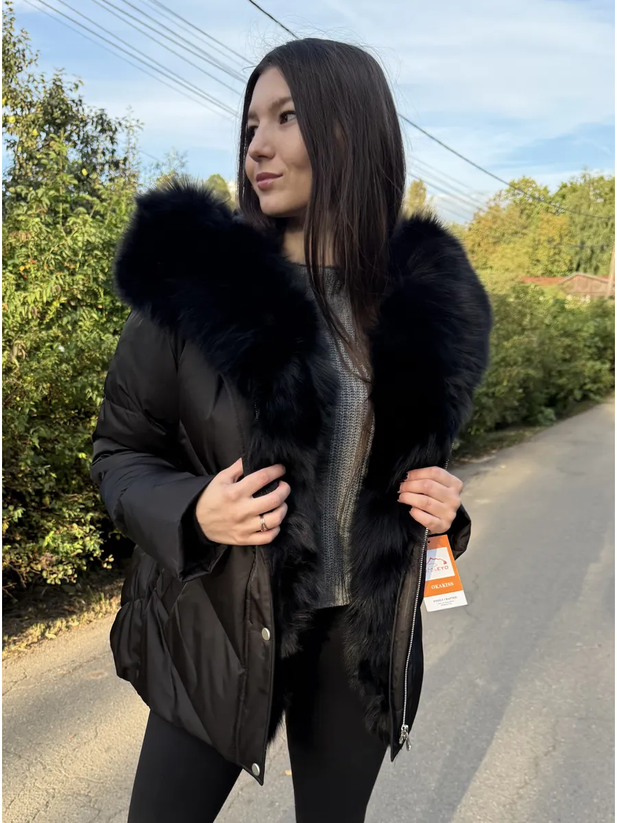 Куртка пуховик зимняя с натуральным мехом