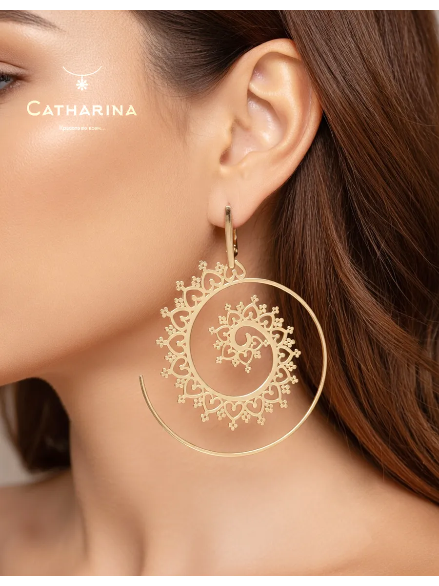 Catharina / Серьги кольца объемные круг Мандала