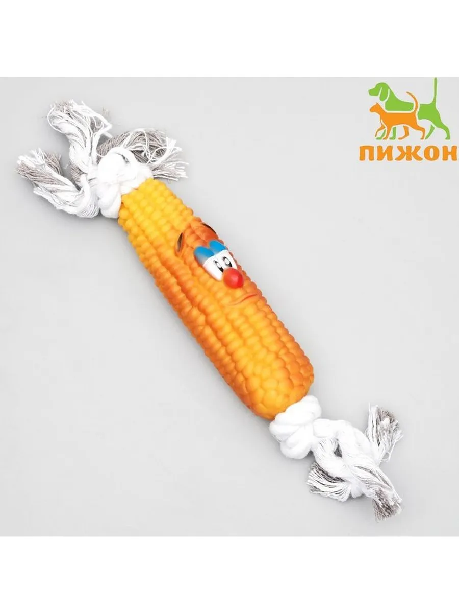 Игрушка для собак на канате Кукуруза жёлтая 30 см