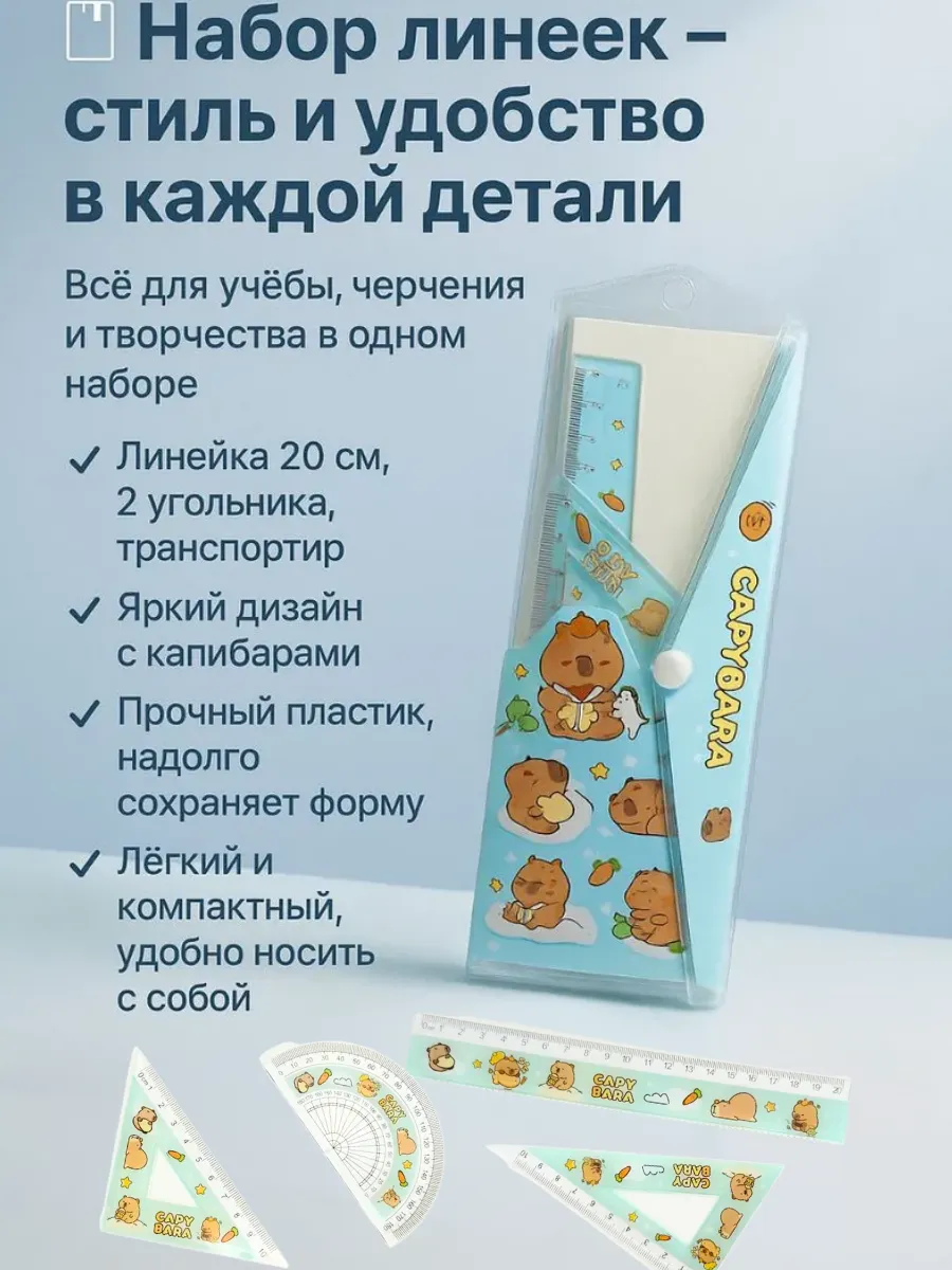 akunako / Набор линеек с рисунком капибара