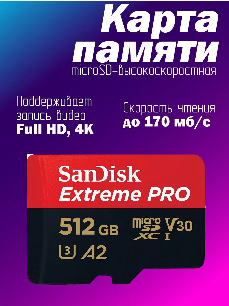 Карта памяти SanDisk Extreme Pro microSDXC 512 ГБ
