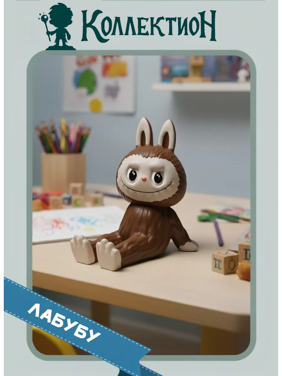 Фигурка Лабубу, 12см. Коричневая