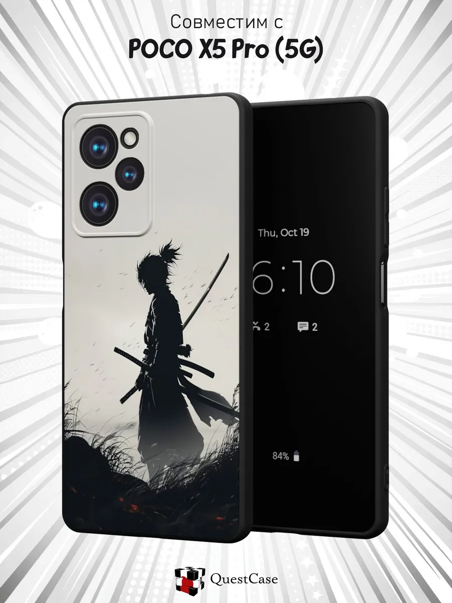 QuestCase / Чехол на Poco X5 Pro 5G с принтом Самурай