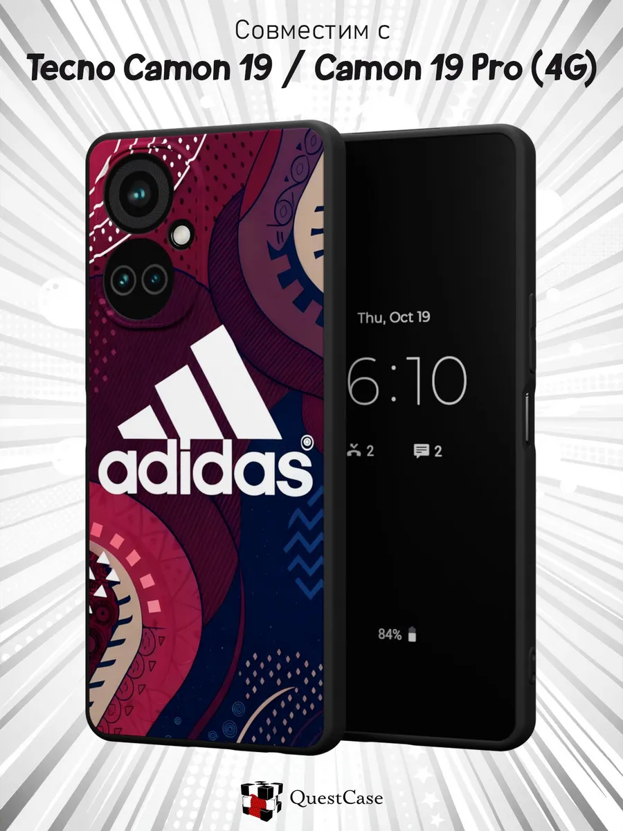 QuestCase / Чехол на Tecno Camon 19 и 19 PRO 4G с принтом Adidas