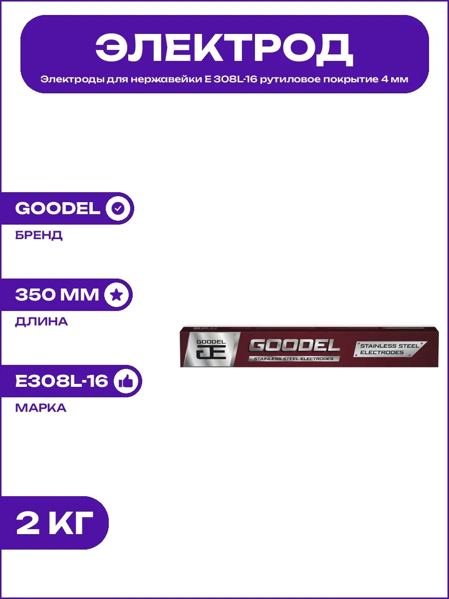 Электроды сварочные E 308L-16 диаметр 4.0 мм для нержавейки