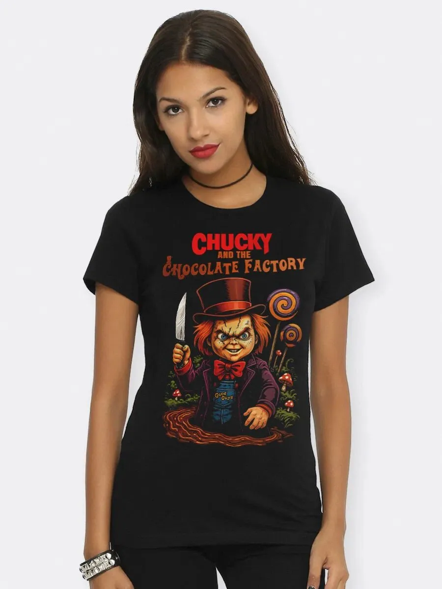 Dream Shirts / Футболка Чаки и Шоколадная фабрика Хоррор Женская