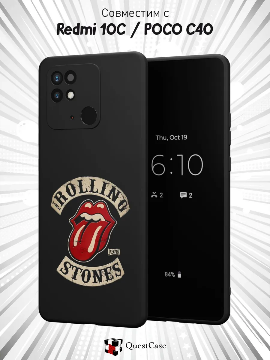 QuestCase / Чехол на Redmi 10C Poco C40 с принтом Rolling Stones
