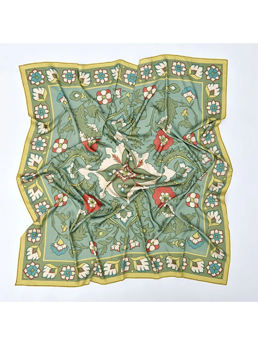 Truezard / Шелковый платок "History treasures light green" 90х90 см