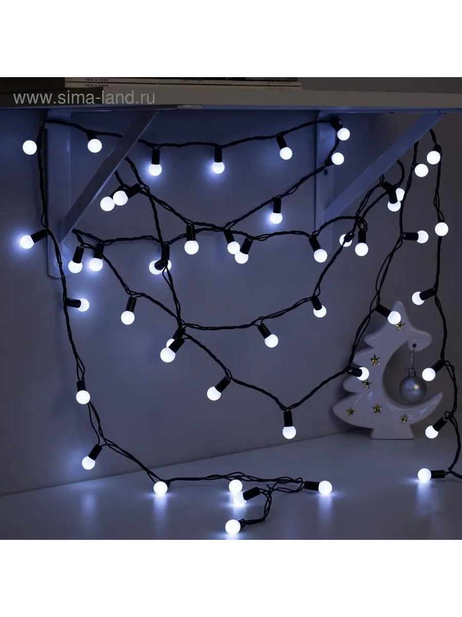 Гирлянда «Нить» 10 м с насадками «Шарики» IP44 100 LED