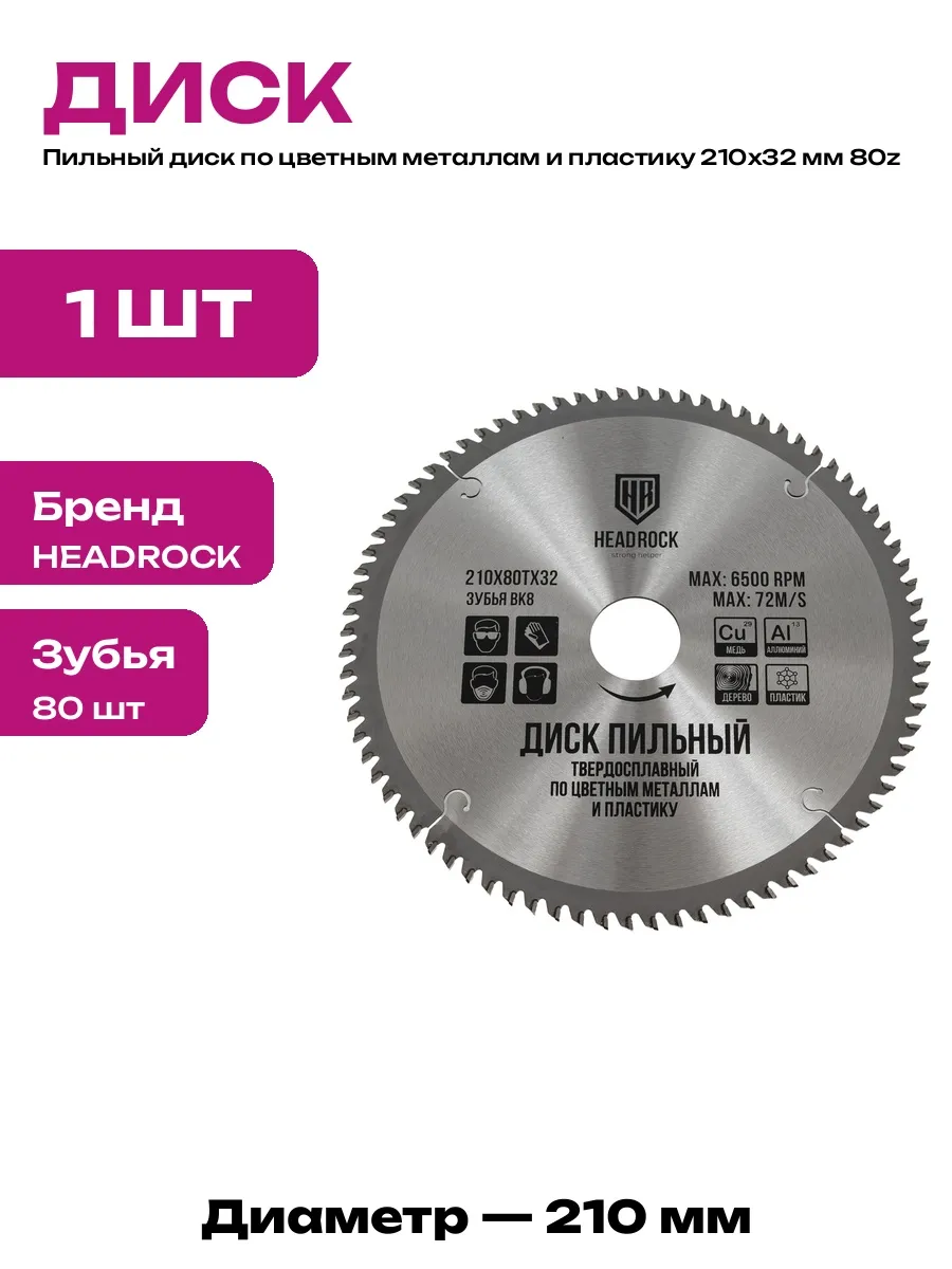 Пильный диск для пластиковых окон и алюминия 210х32 80 зубов