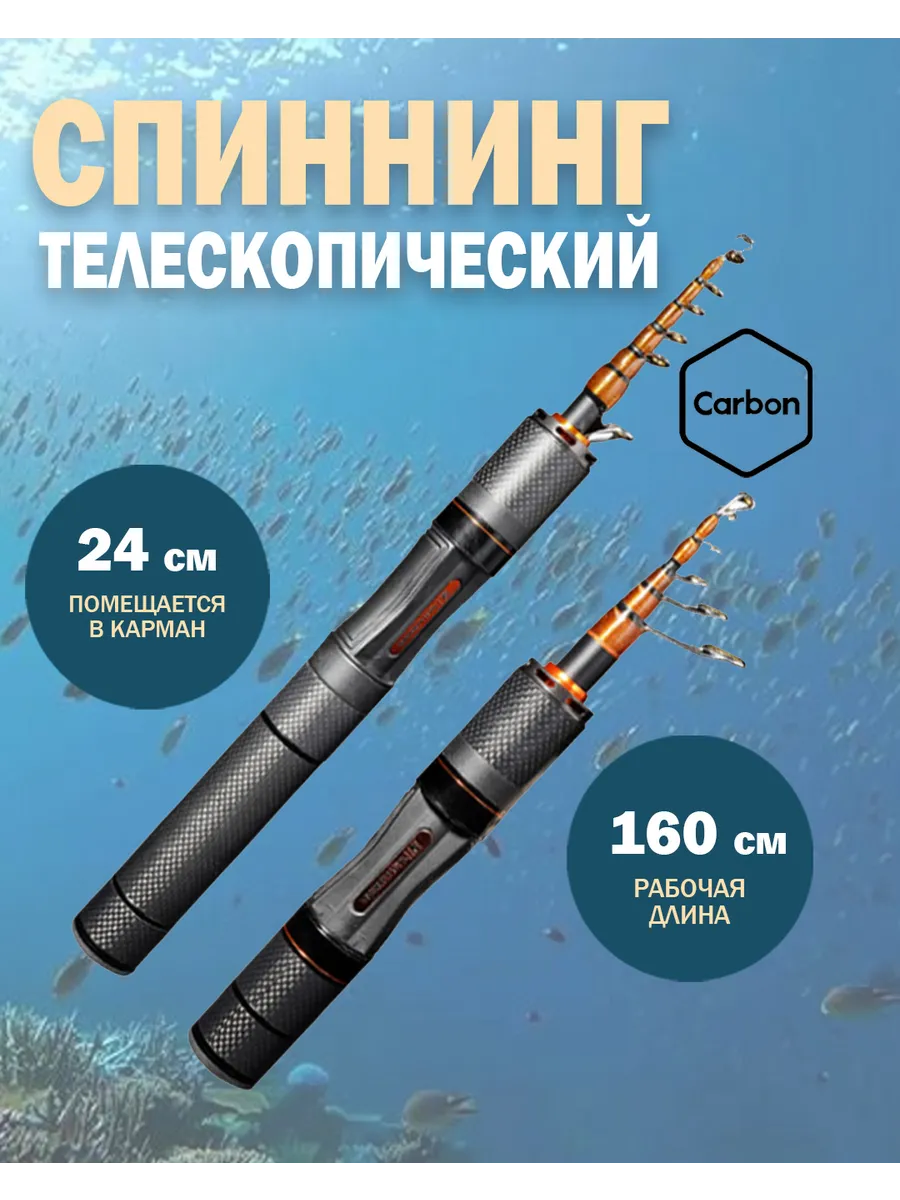 Спиннинг карбоновый карманный телескопический 160 см