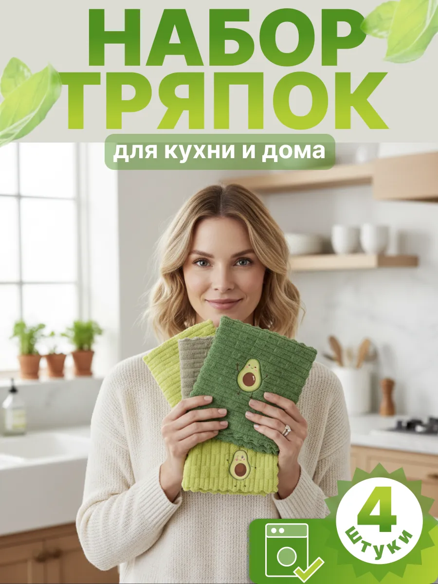 WABI clean / Кухонная тряпка для уборки из микрофибры для дома и кухни