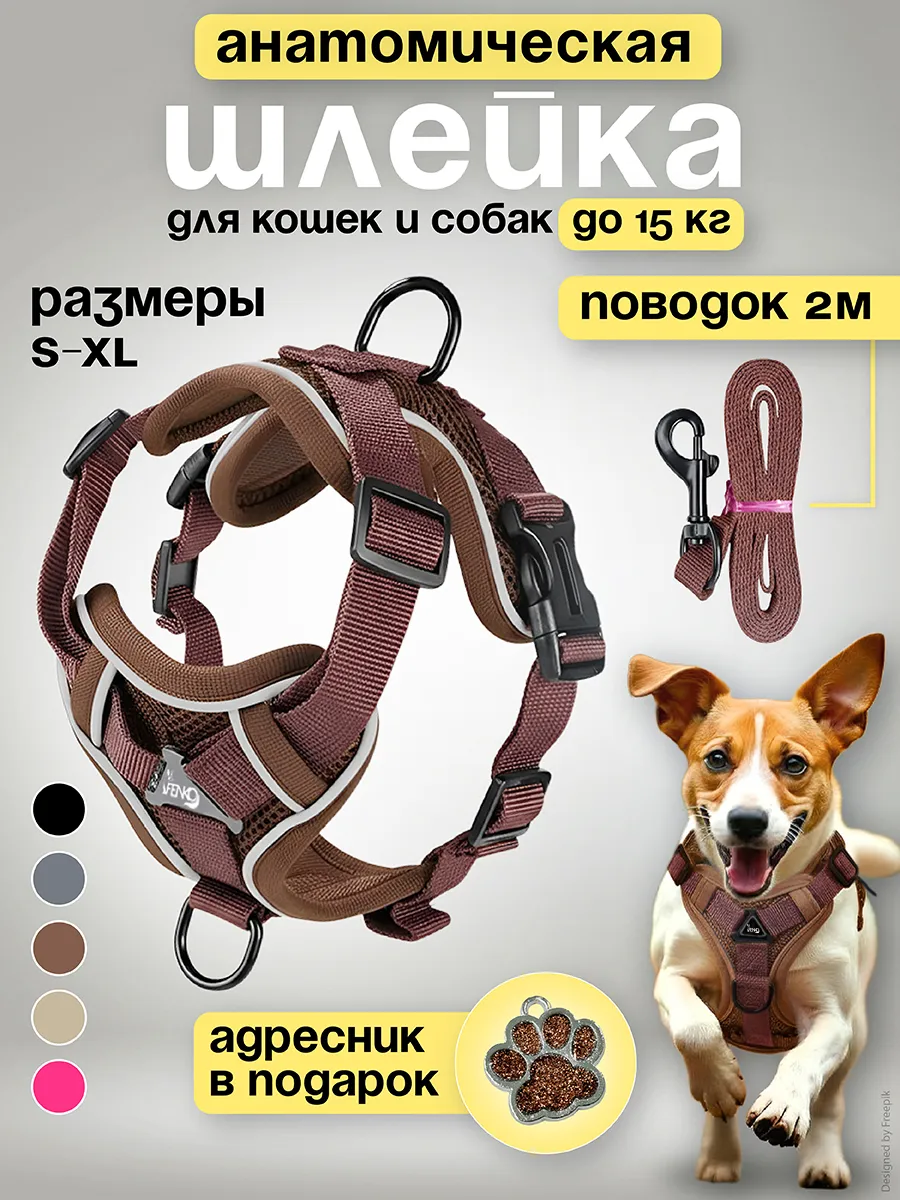 GURSKIY Pets / Шлейка анатомическая с поводком для собак и кошек
