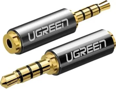 Адаптер аудио UGREEN 20502,  Jack 3.5 (f) -  Jack 2.5 (m),  0.05м, GOLD,  ф/фильтр,  серый