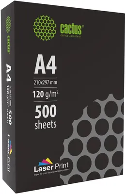 Бумага Cactus LaserPrint CS-LPA4120500, A4, для лазерной печати, 500л, 120г/м2, белый