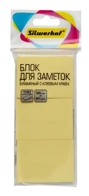 Блок самоклеящийся бумажный Silwerhof 38x51, 100 л, пастель, желтый, 3шт