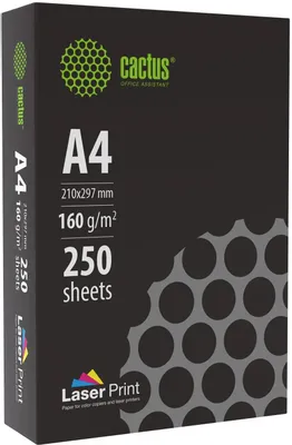 Бумага Cactus LaserPrint CS-LPA4160250, A4, для лазерной печати, 250л, 160г/м2, белый