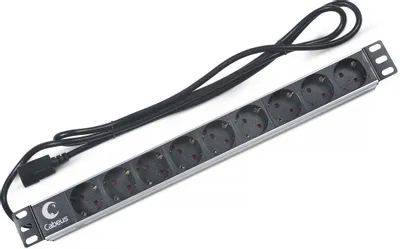 Блок распределения питания CABEUS PDU-9P-2IEC,  горизонт.размещ.,  SchukoХ9,  Тип вход. тока 10A,  2м