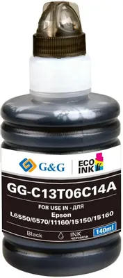 Чернила G&G GG-C13T06C14A №112, для Epson, 140мл, черный пигментный