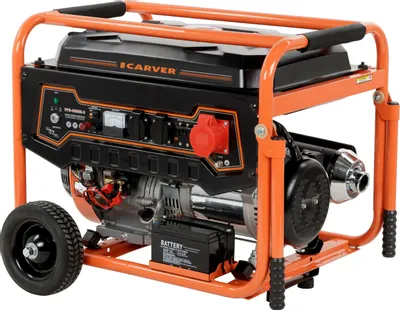 Бензиновый генератор CARVER PPG- 8000E-3, 380/220/12 В, 6кВт, на колёсах с АКБ [01.020.00013]