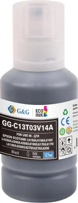 Чернила G&G GG-C13T03V14A 101BK, для Epson, 127мл, черный пигментный
