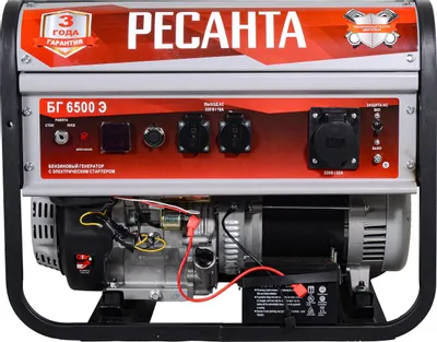 Бензиновый генератор Ресанта БГ 6500 Э, 220/12 В, 5.5кВт, с АКБ [64/1/46]