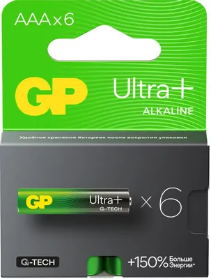 AAA Батарейка GP Ultra Plus Alkaline 24AUPA21-2CRB6,  6 шт.