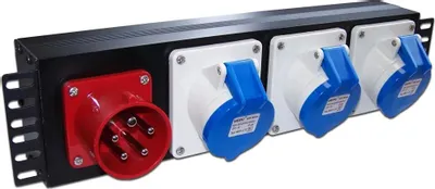 Блок распределения питания LanMaster TWT-PDU-32AI9-3P,  горизонт.размещ.,  IEC309Х3,  Тип вход. тока 32A