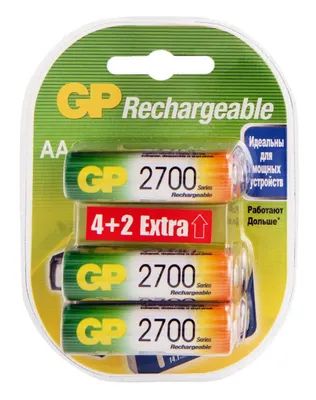 AA Аккумуляторная батарейка GP 2700AAHC4/2,  6 шт. 2700мAч