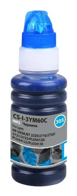Чернила Cactus CS-I-3YM60C №305, для HP, 100мл, голубой