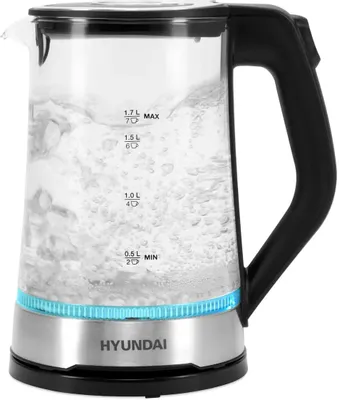 Чайник электрический Hyundai HYK-G3401, 1.7л, стекло/пластик